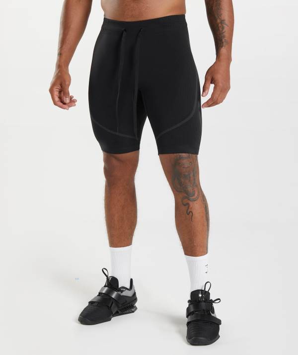 Panske Šortky Gymshark 315 Seamless 1/2 Čierne Siva / Siva | XI8426371